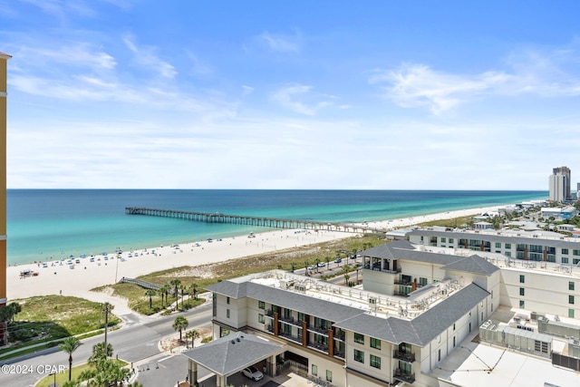 exterior space featuring a beach view