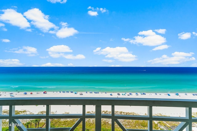 view of water feature with a view of the beach