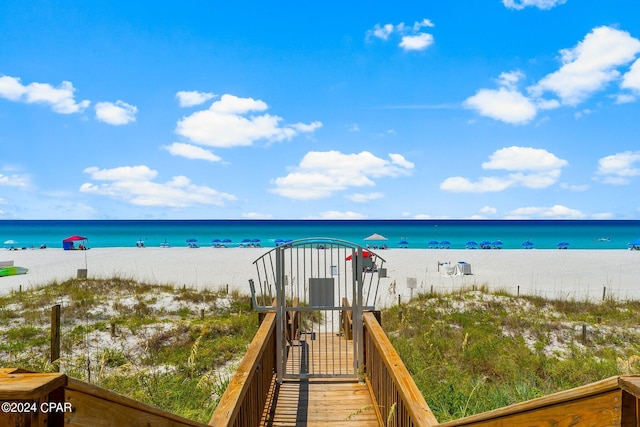 property view of water with a beach view