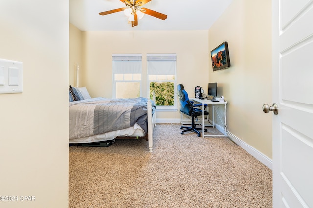 bedroom with carpet flooring and ceiling fan