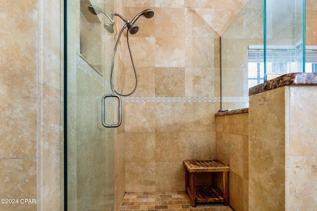 room details with an enclosed shower