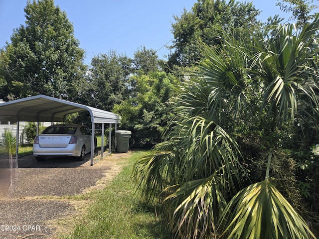 view of yard with a carport