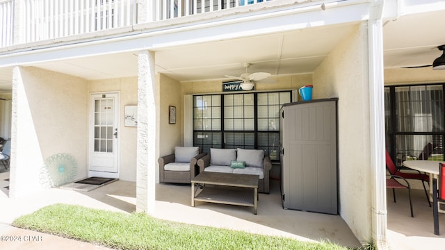 view of patio / terrace featuring ceiling fan