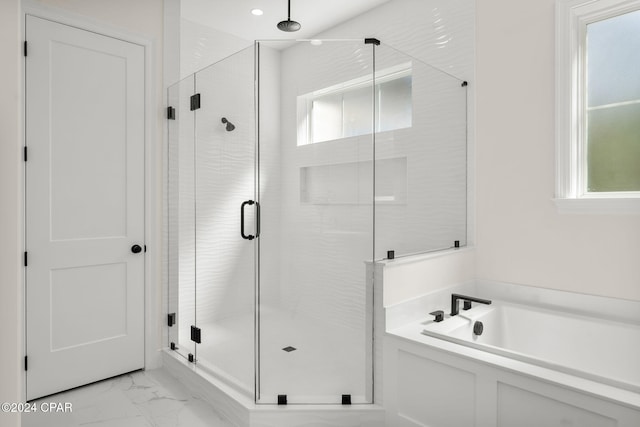 bathroom with plus walk in shower