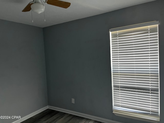 spare room featuring ceiling fan and wood-type flooring