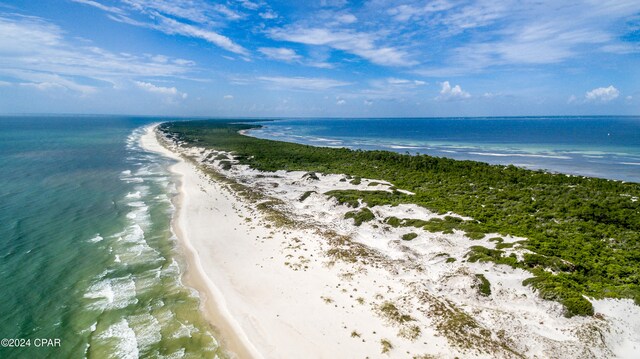 property view of water featuring a beach view