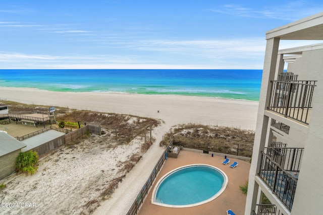 property view of water with a beach view