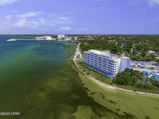 bird's eye view featuring a water view