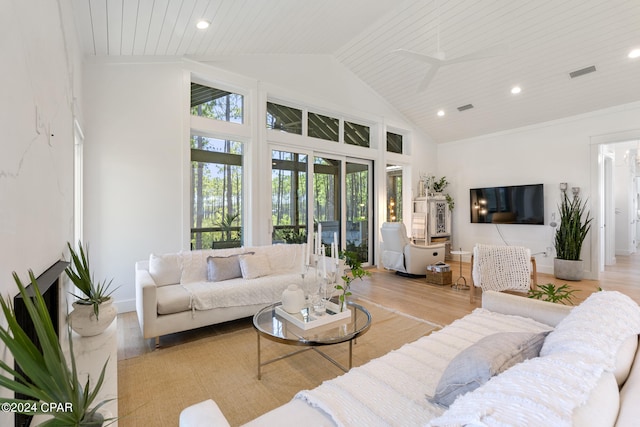 7507 Loons Call Ln, Panama City Beach, FL 32413 - living area featuring visible vents, light wood-style flooring, a ceiling fan, and recessed lighting