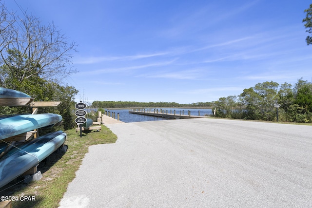 view of road featuring a water view