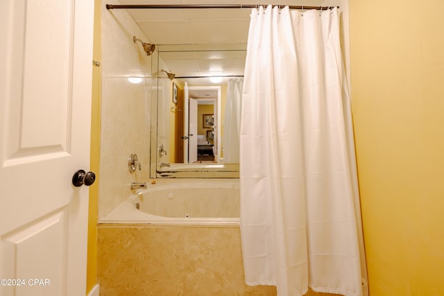 full bathroom with shower / bath combination with curtain