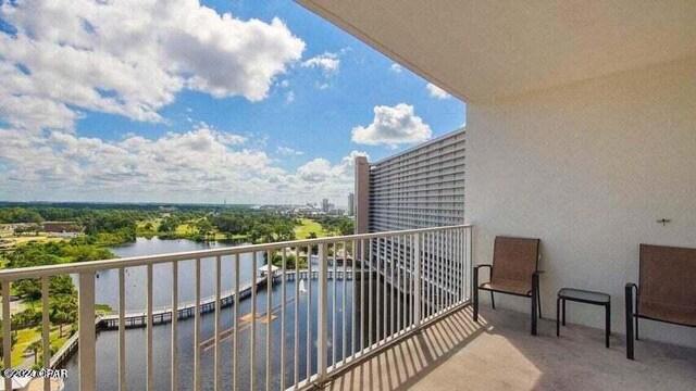 balcony with a water view