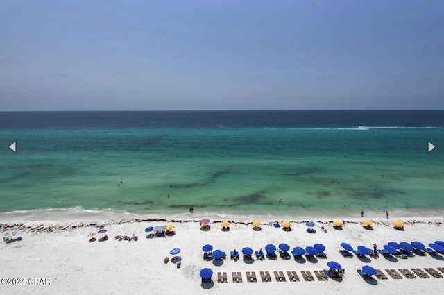 property view of water with a beach view