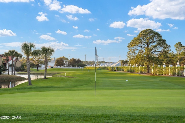 view of property's community featuring a lawn