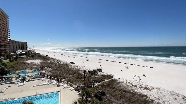 view of water feature featuring a view of the beach