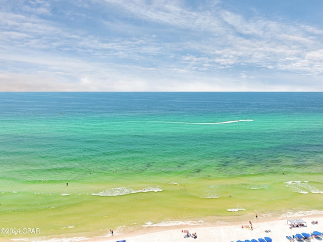 property view of water featuring a beach view