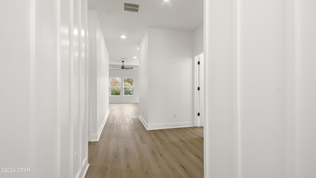 hall featuring light wood-type flooring