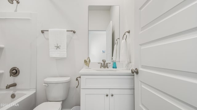 full bathroom featuring vanity, toilet, and tub / shower combination