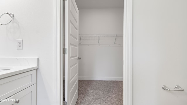 spacious closet with light carpet