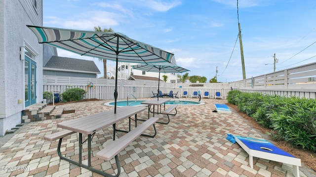 view of patio with a fenced backyard and a fenced in pool