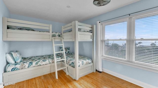 bedroom with light wood-type flooring