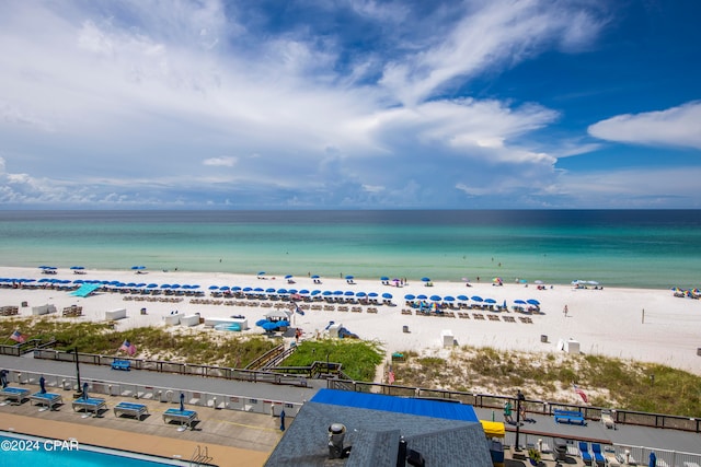 property view of water featuring a view of the beach