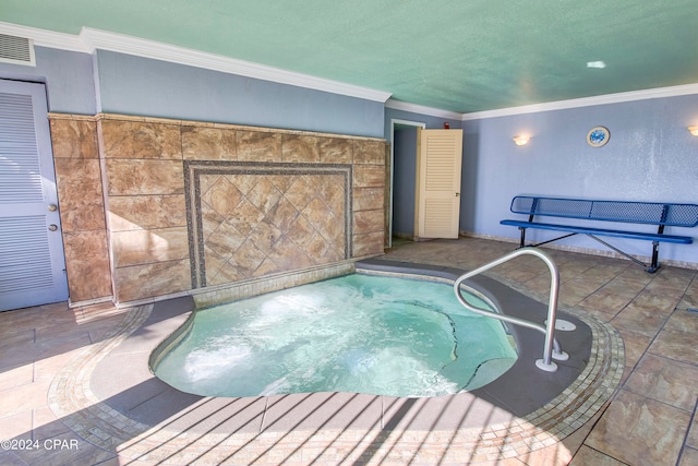 view of swimming pool featuring an indoor in ground hot tub