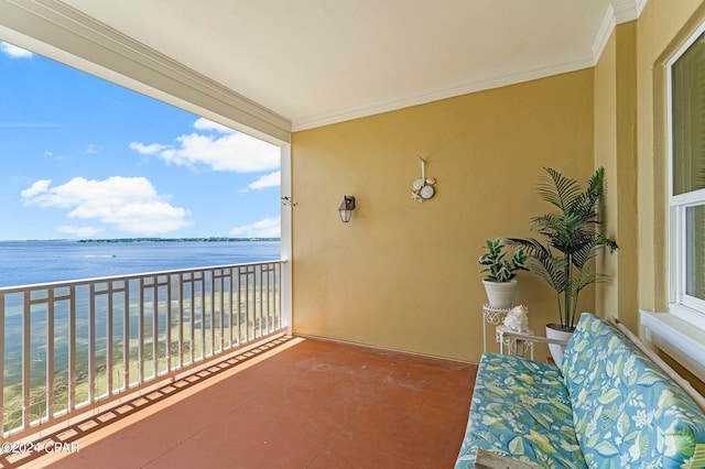 balcony with a water view