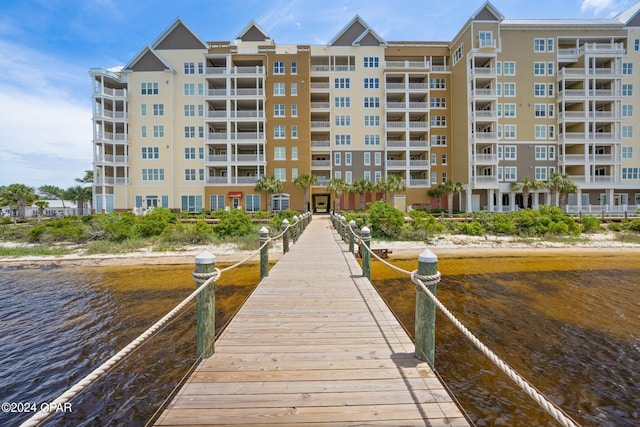 dock area featuring a water view