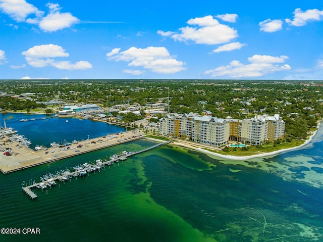 bird's eye view featuring a water view