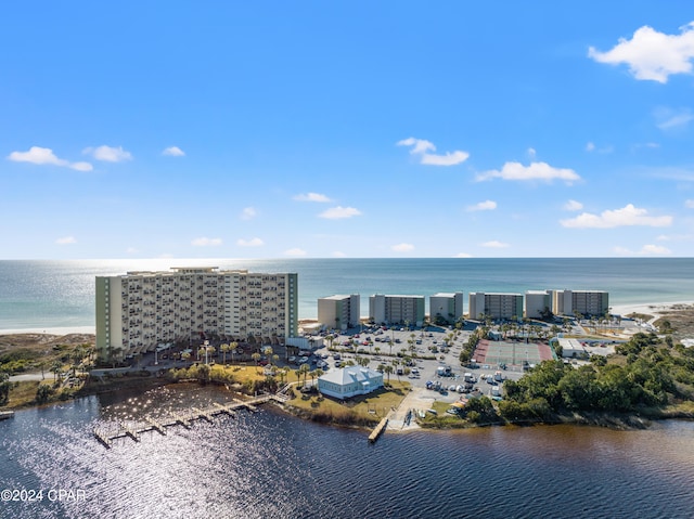 bird's eye view featuring a water view