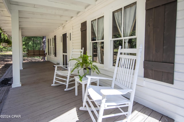 deck with a porch