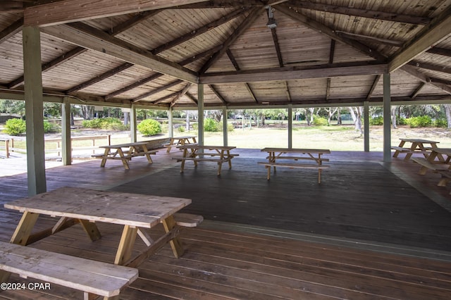 deck with a gazebo