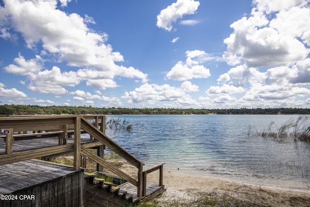 dock area with a water view