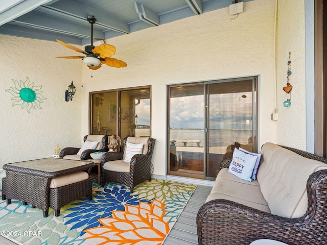 view of patio / terrace with outdoor lounge area and ceiling fan