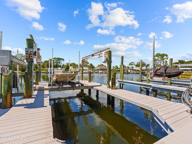 view of dock featuring a water view