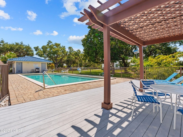 view of pool featuring a pergola