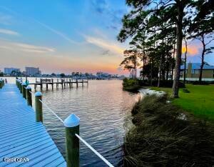 view of dock featuring a water view