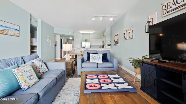 living room with hardwood / wood-style flooring