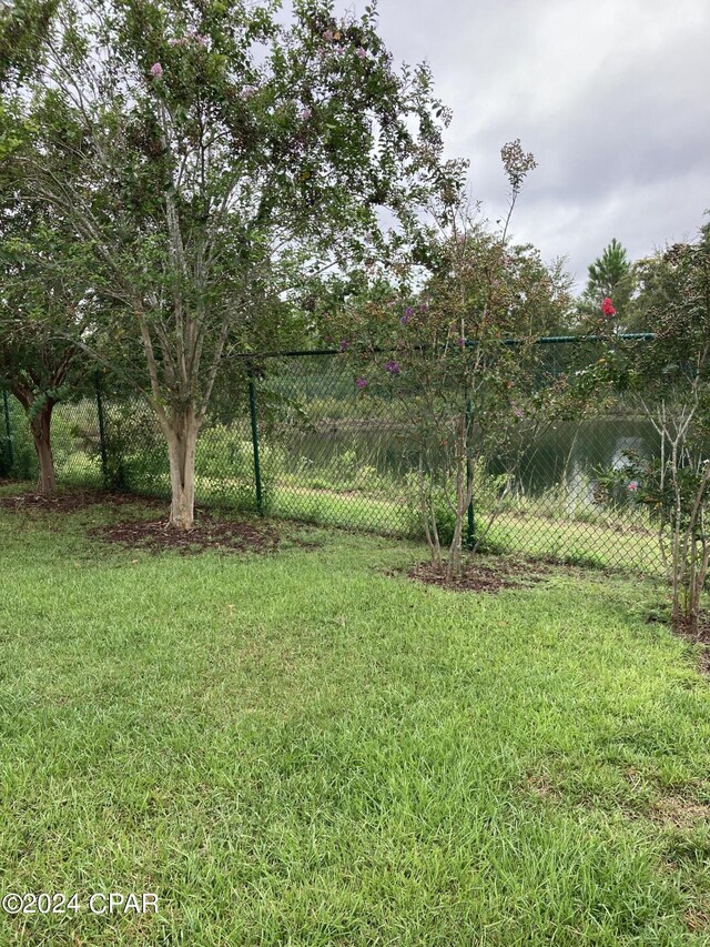 view of yard with a water view