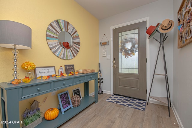 foyer entrance featuring light wood-type flooring