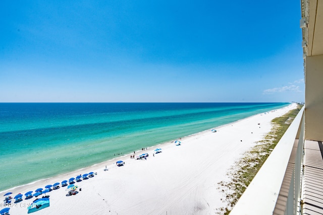 property view of water with a beach view