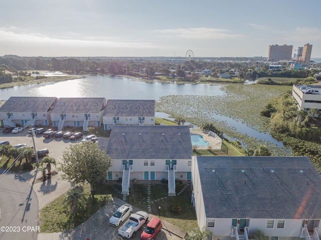 bird's eye view featuring a water view