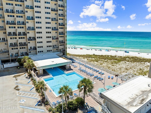 exterior space with a view of the beach