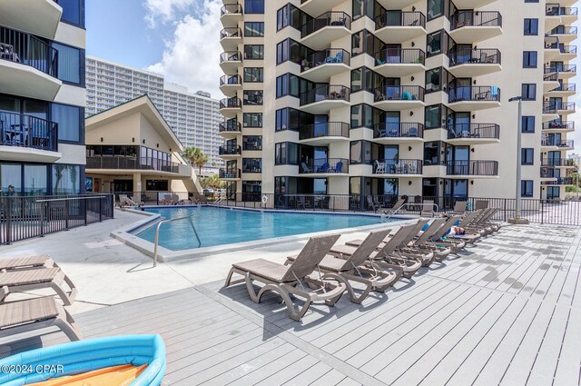 view of pool featuring a patio area