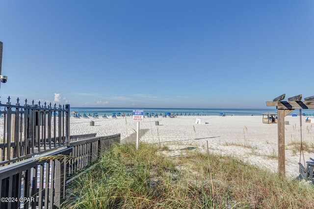 property view of water with a beach view