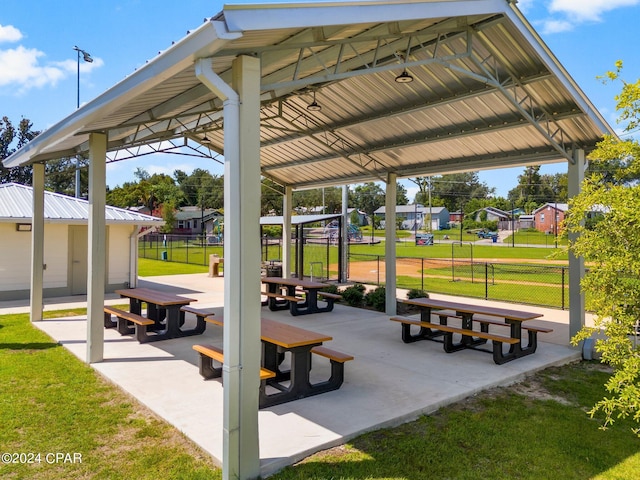 view of community with a yard and a gazebo