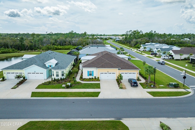 bird's eye view featuring a water view