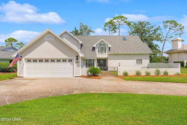 view of front of home featuring a garage and a front yard