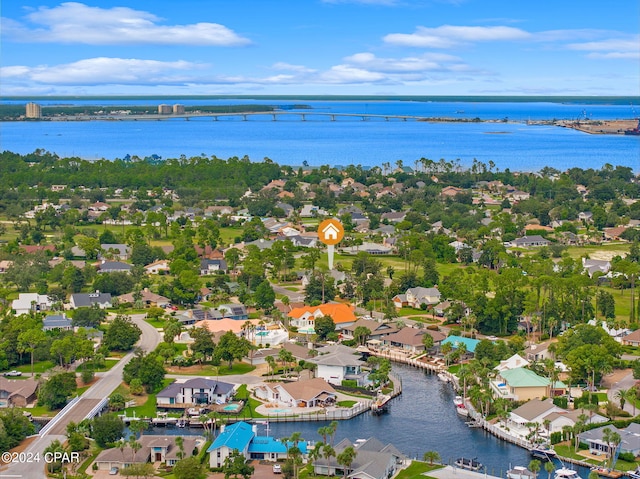 bird's eye view featuring a water view